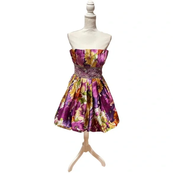 Authentic Tony Bowls Le Gala Short Prom Dress 110584 Multi Color Like New!!